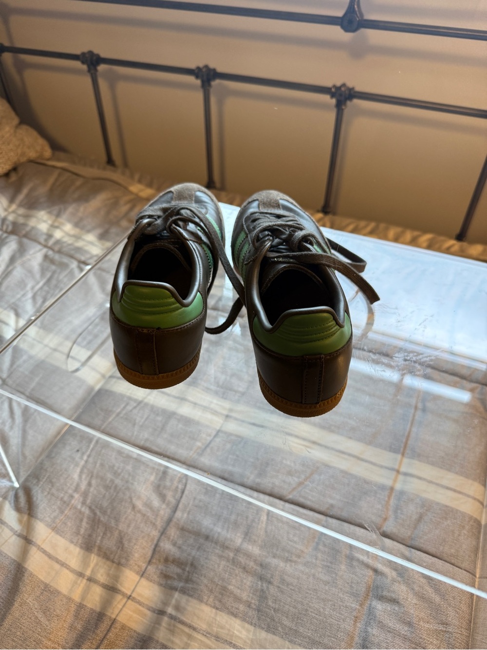 adidas Brown Sneakers with Green Stripes - Picture 5 of 5